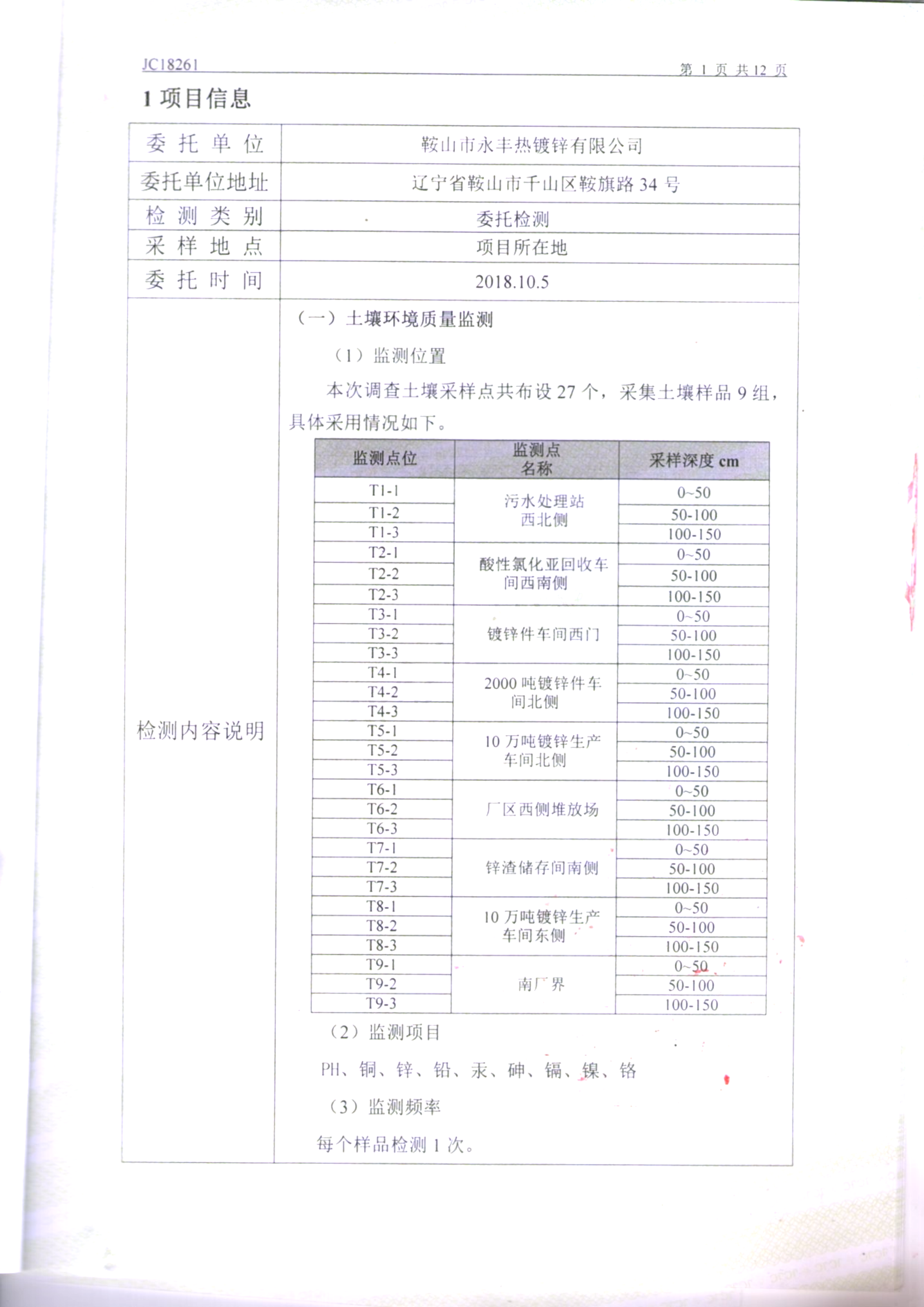 鞍山yl23455永利官网土壤检测报告